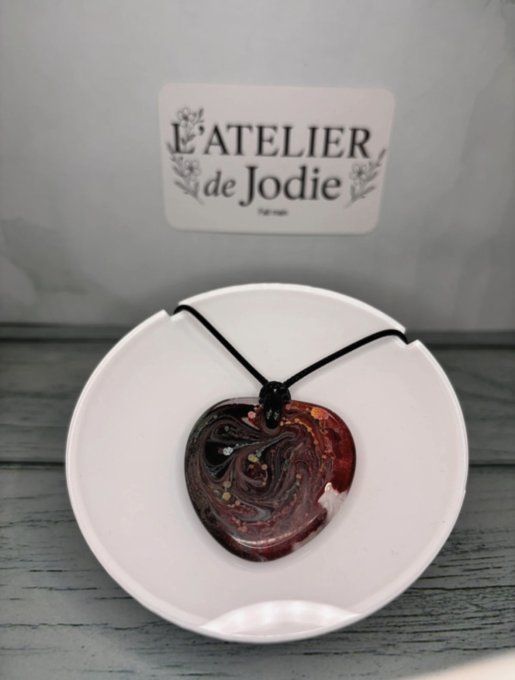 Collier cœur « Galaxie » Fait Main Unique en Résine Époxy
