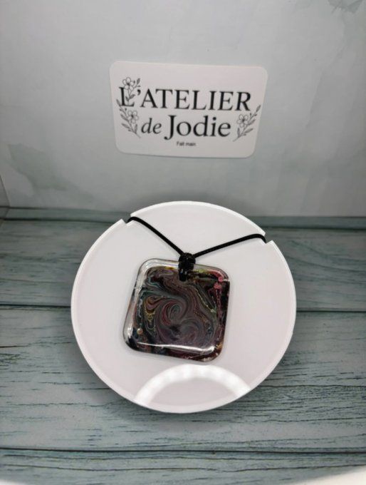 Collier « Galaxie » - Rond - Fait Main en Résine Époxy