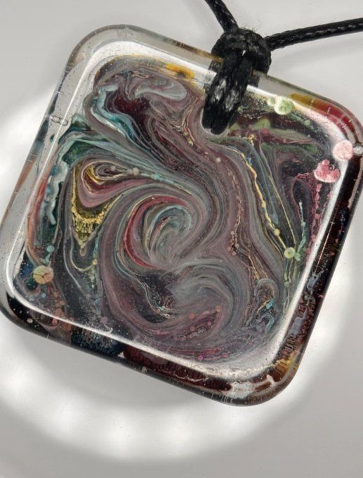 Collier « Galaxie » - Rond - Fait Main en Résine Époxy
