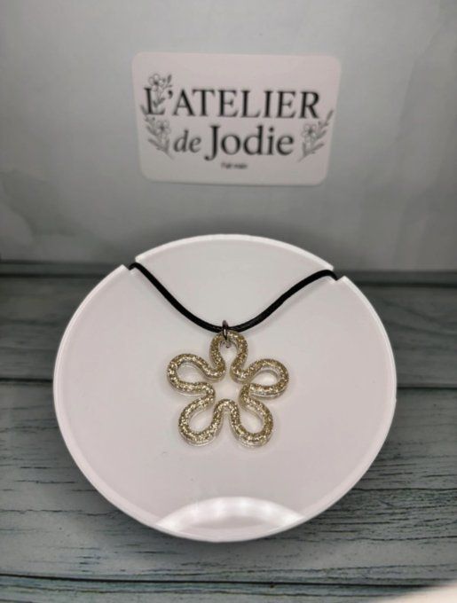 Collier « Fleur » - Paillettes dorées
