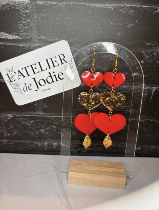 Boucles d'oreilles "Doré & Rouge"