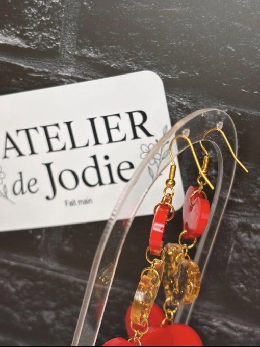 BO pendantes - Or et Rouge - Coeur