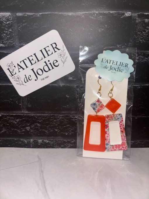 Boucles d'oreilles dépareillées "Géométrie Florale"