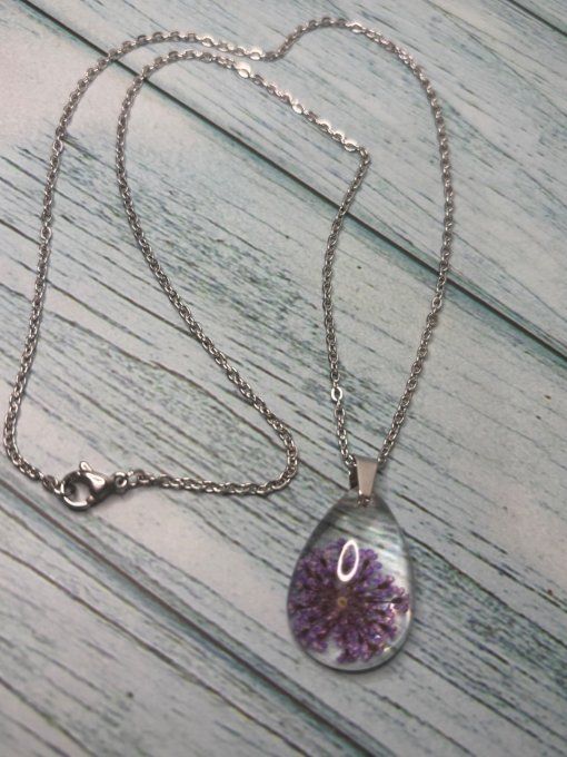 Collier Fleurs séchées - Rose