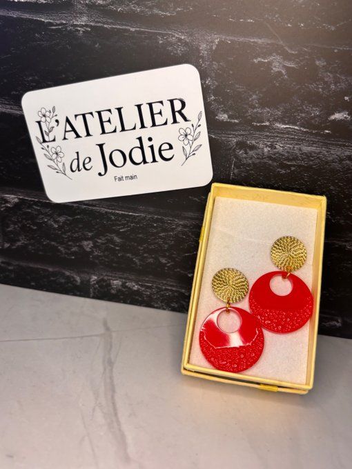 Boucles d'oreilles "Doré & Rouge"