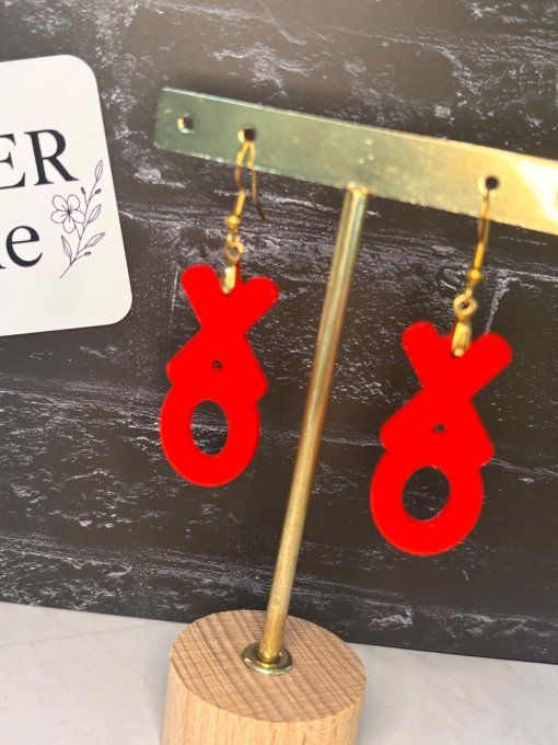 Boucles d'oreilles "Doré & Rouge"
