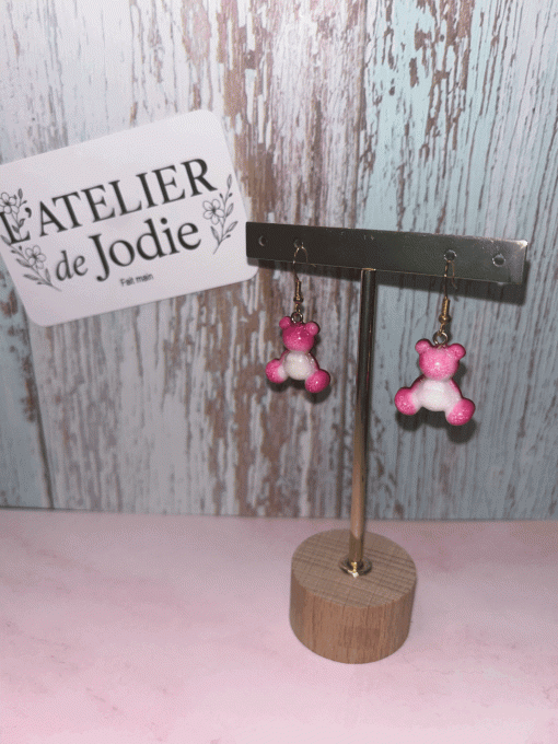 Boucles d'oreilles "Ourson Câlin" – coloris au choix