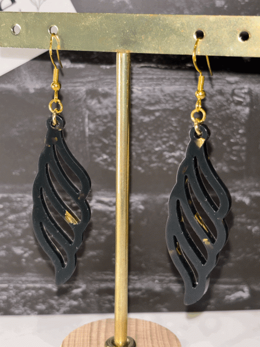 Boucles d'oreilles "Plume Noire"