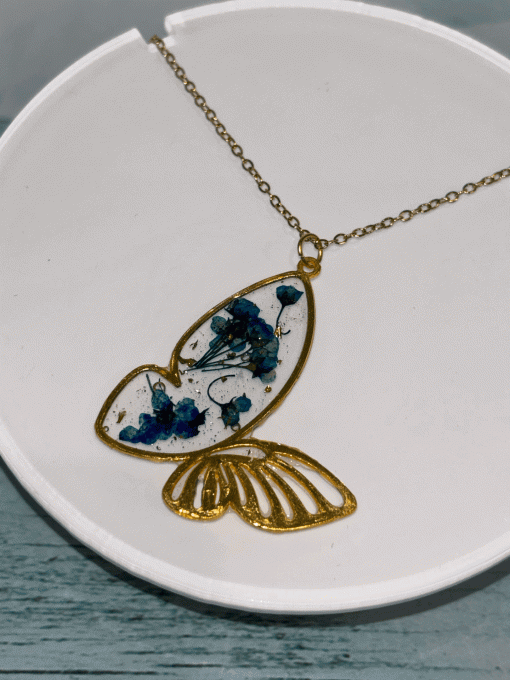 Collier pendentif Papillon - Bleu