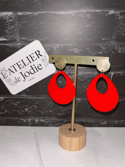 Boucles d'oreilles "Doré & Rouge"