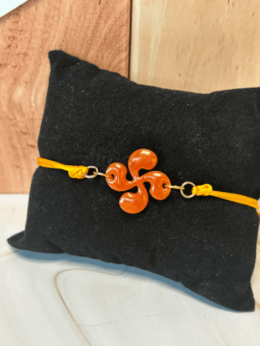 Bracelet petite croix basque - orange