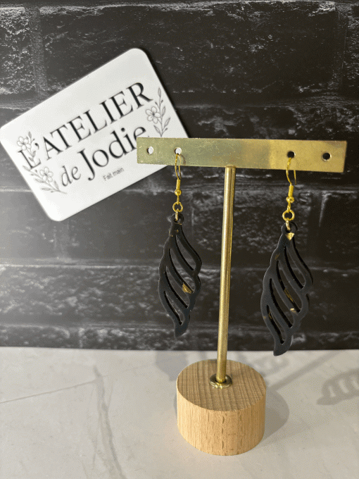 Boucles d'oreilles "Plume Noire"